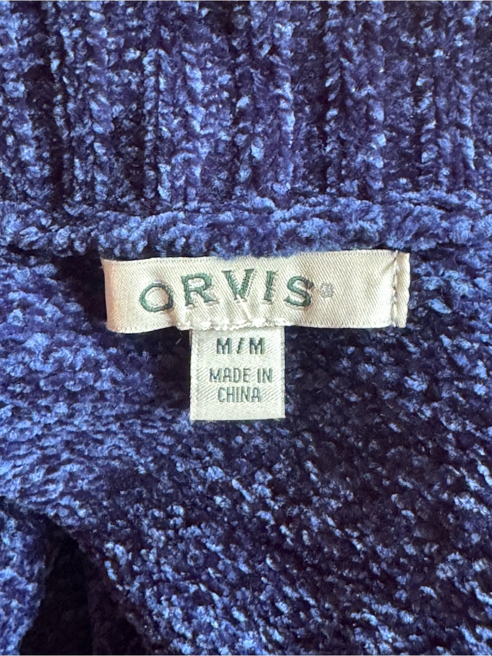 ORVIS size Medium M NEW NEW cardigan blue sweater chenille - Picture 8 of 9